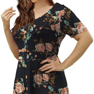 Women’s Summer Short Sleeve Button Down Dress